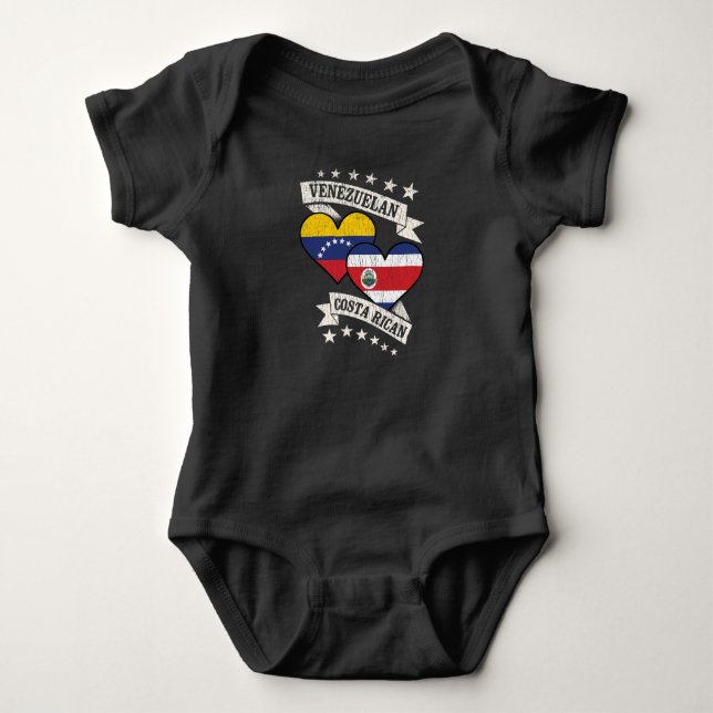 Venezuela Costa Rican Heart Flags Venezuela Costa  Baby Bodysuit (Front)