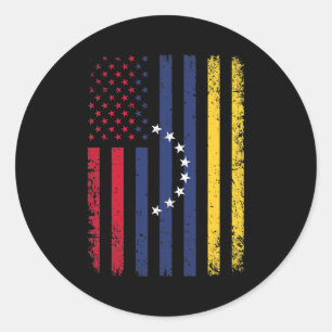 Venezuela Flag 4th of July USA Venezuelan Flag Classic Round Sticker