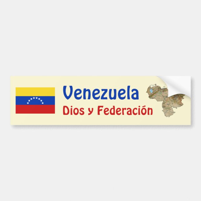 Venezuela Flag and Map Bumper Sticker (Front)