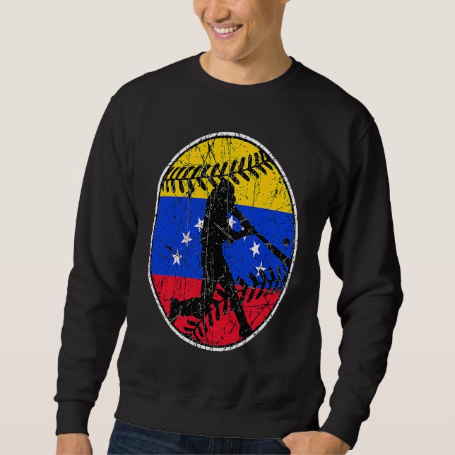 Venezuela Flag Baseball Hitter Venezuelan Flag Sweatshirt (Front)