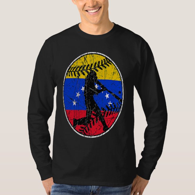 Venezuela Flag Baseball Hitter Venezuelan Flag T-Shirt (Front)