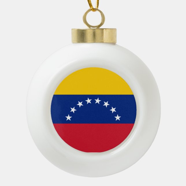 Venezuela Flag Ceramic Ball Christmas Ornament (Front)