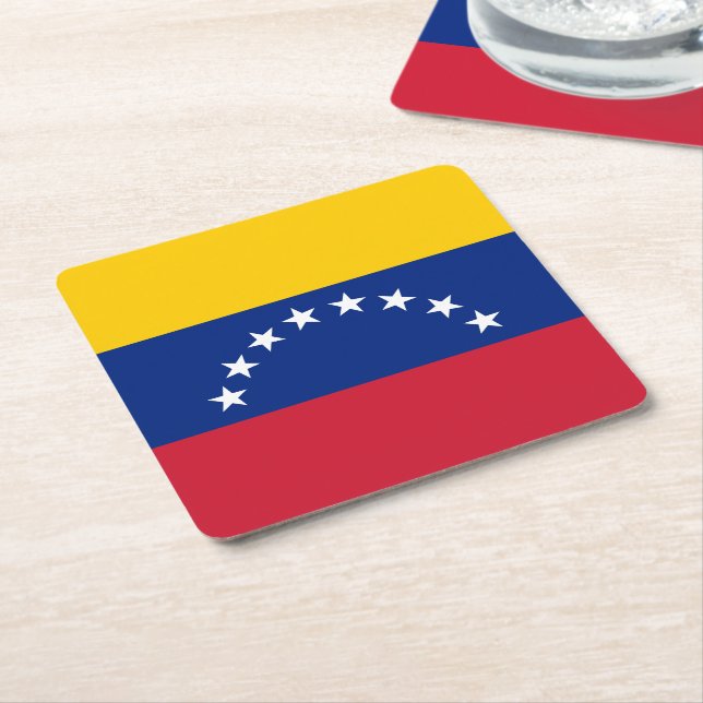 Venezuela flag custom paper drink coasters (Angled)