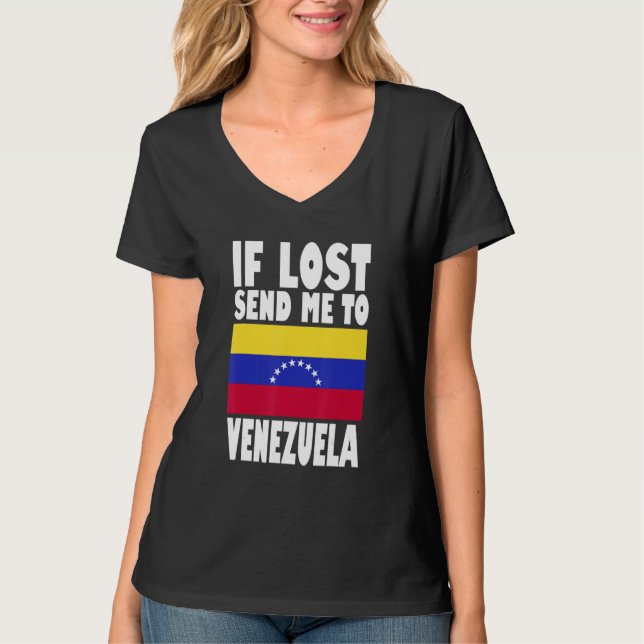 Venezuela Flag Design  If lost send me to Venezuel T-Shirt (Front)