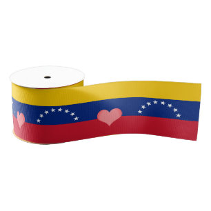 Venezuela Flag & Heart, love Venezuela /sports Grosgrain Ribbon
