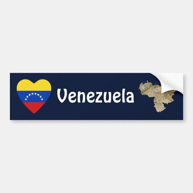 Venezuela Flag Heart + Map Bumper Sticker (Front)
