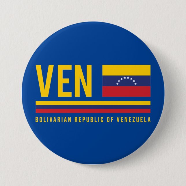 Venezuela Flag & ISO Code Alpha 3 Design Button (Front)
