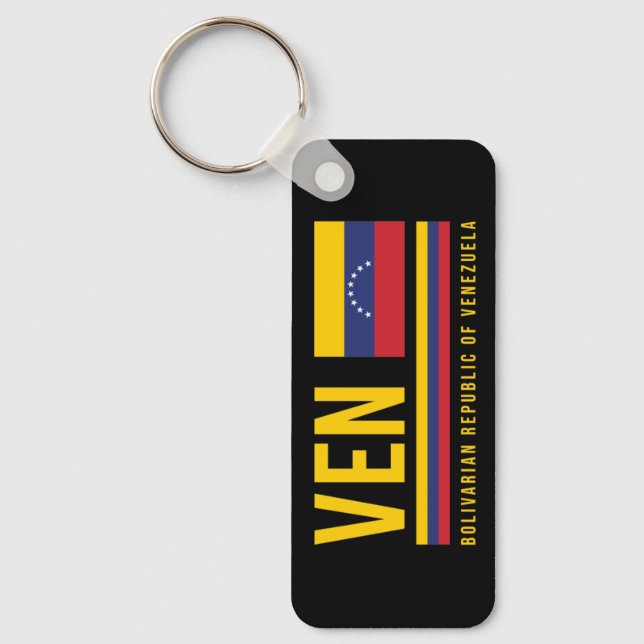 Venezuela Flag & ISO Code Alpha 3 Design Keychain (Front)