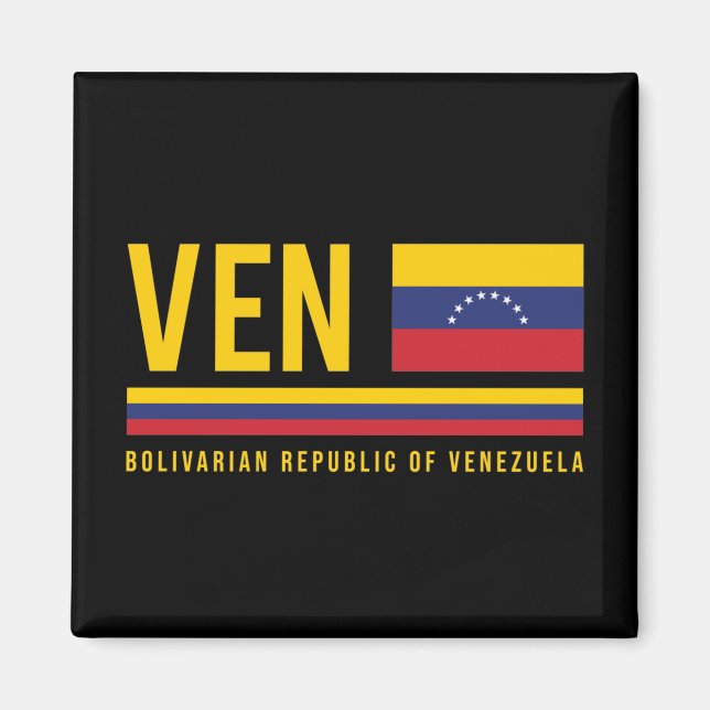 Venezuela Flag & ISO Code Alpha 3 Design Magnet (Front)