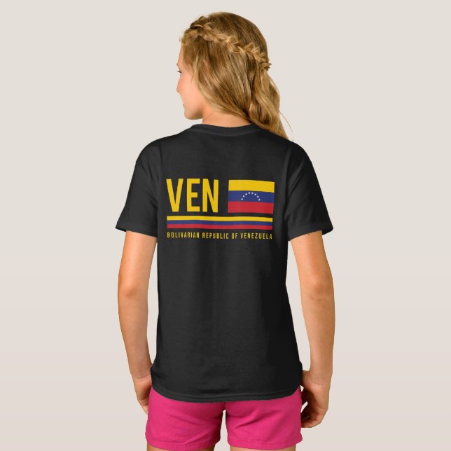 Venezuela Flag & ISO Code Alpha 3 Design T-Shirt (Back Full)