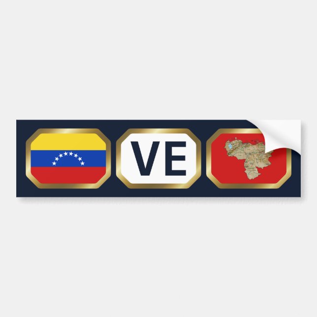 Venezuela Flag Map Code Bumper Sticker (Front)