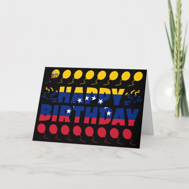 Venezuela Flag Patriotic Birthday Card (Front)