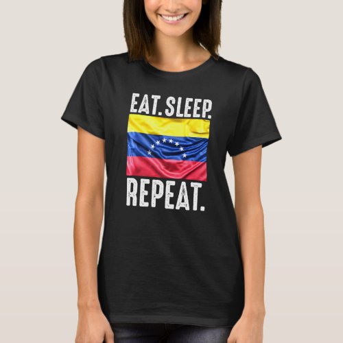 Venezuela Flag Soccer Proud Eat Sleep Repeat Footb T_Shirt