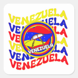Venezuela Flag Venezuelan Pride Lips Square Sticker