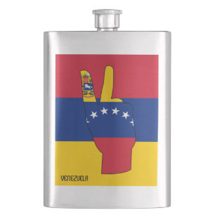Venezuela Flag Victory Sign Patriotic Flask