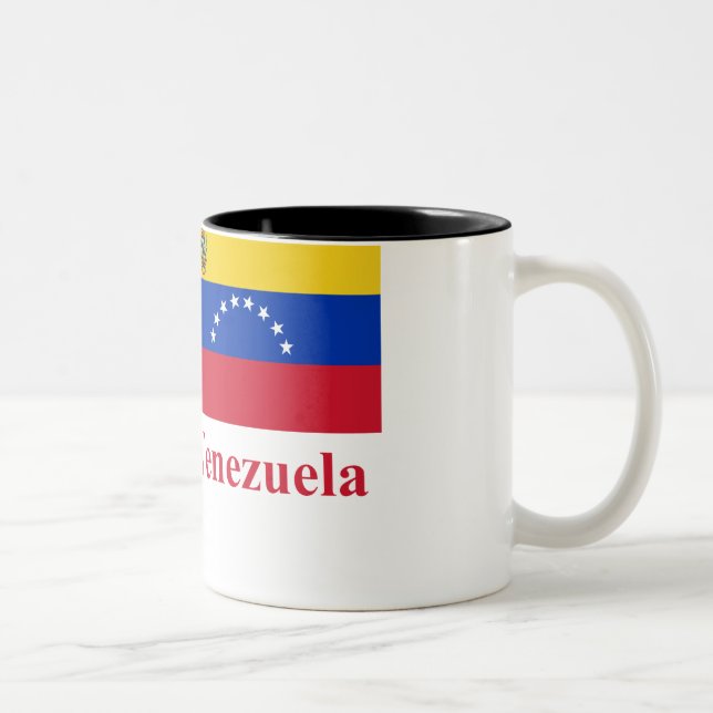 Venezuela Flag with Name Two-Tone Coffee Mug (Right)