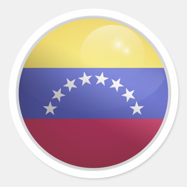 Venezuela Glossy Circle Flag  Classic Round Sticker (Front)