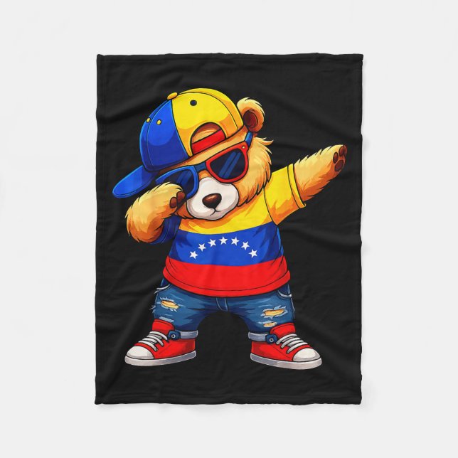 Venezuela Hispanic Heritage Venezuelan Bear Dabbin Fleece Blanket (Front)