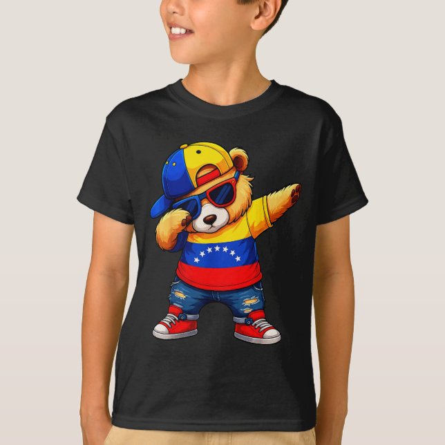 Venezuela Hispanic Heritage Venezuelan Bear Dabbin T-Shirt (Front)