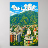 Venezuela Illustration Travel Art Vintage
