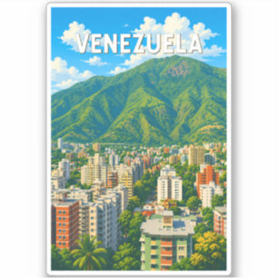 Venezuela Illustration Travel Art Vintage Sticker