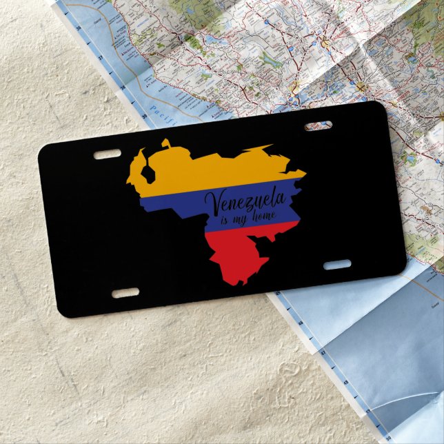 Venezuela is my home Flag Map  License Plate (In Situ)
