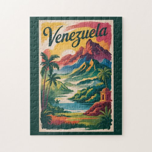 Venezuela Landscape Illustration Travel Art Retro Jigsaw Puzzle