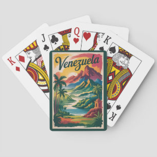 Venezuela Landscape Illustration Travel Art Retro Poker Cards