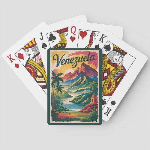 Venezuela Landscape Illustration Travel Art Retro Poker Cards