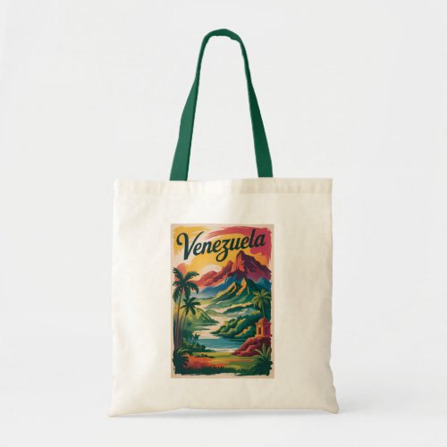 Venezuela Landscape Illustration Travel Art Retro Tote Bag
