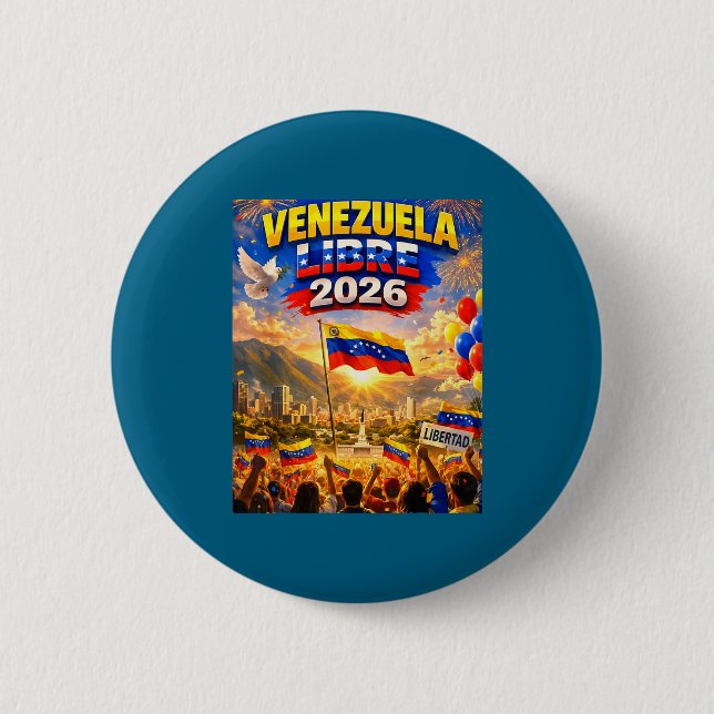 Venezuela Libre 2026 Venezuela Heart Flag  Button (Front)