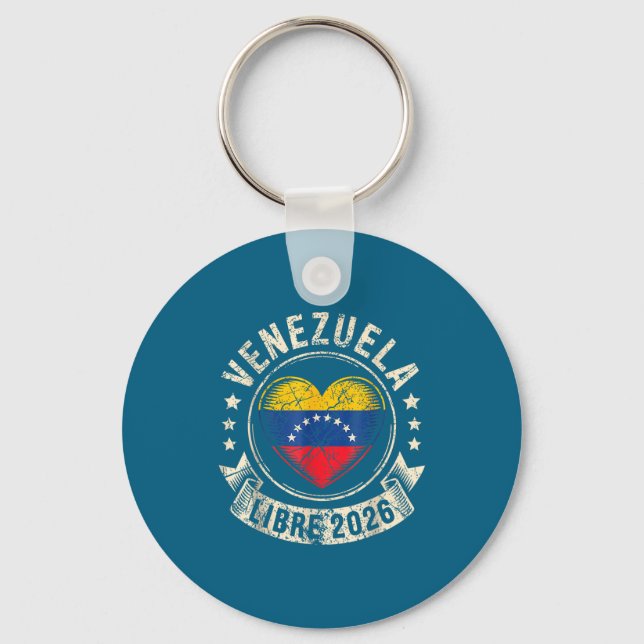 Venezuela Libre 2026 Venezuela Heart Flag  Keychain (Front)