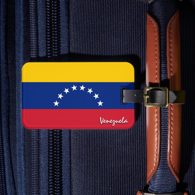 Venezuela Luggage Tags, patriotic Venezuelan Flag Tag (Front Insitu 4)