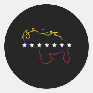 Venezuela Map 7 Stars Flag Classic Round Sticker