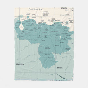 Venezuela Map - Vintage High Detailed vintage Illu Fleece Blanket