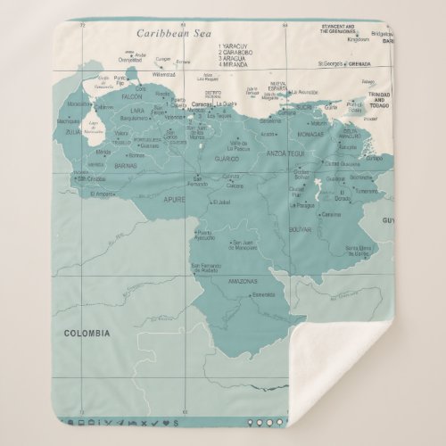 Venezuela Map _ Vintage High Detailed vintage Illu Sherpa Blanket