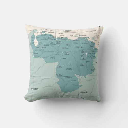 Venezuela Map _ Vintage High Detailed vintage Illu Throw Pillow