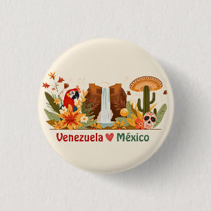 Venezuela ❤️ Mexico Latin Love and Spanish Pride Button