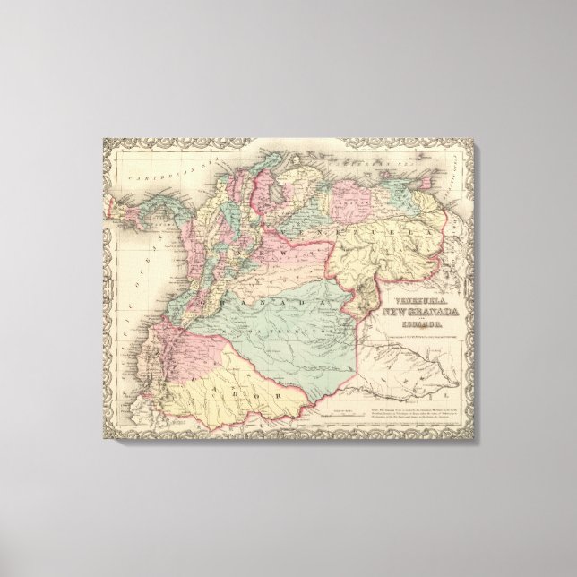 Venezuela, New Granada Colombia and Ecuador Canvas Print (Front)