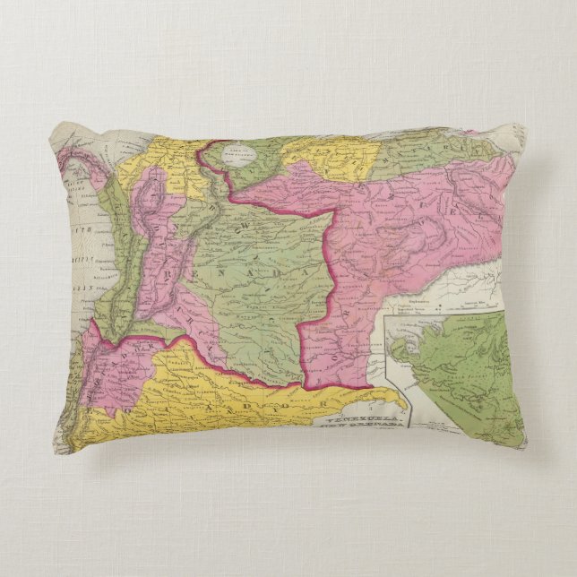 Venezuela, New Grenada & Equador Decorative Pillow (Front)