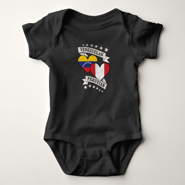 Venezuela Peruvian Heart Flags Venezuela Peru Baby Bodysuit (Front)
