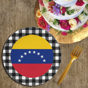 Venezuela Plate, buffalo plaid & Venezuelan Flag Paper Plates