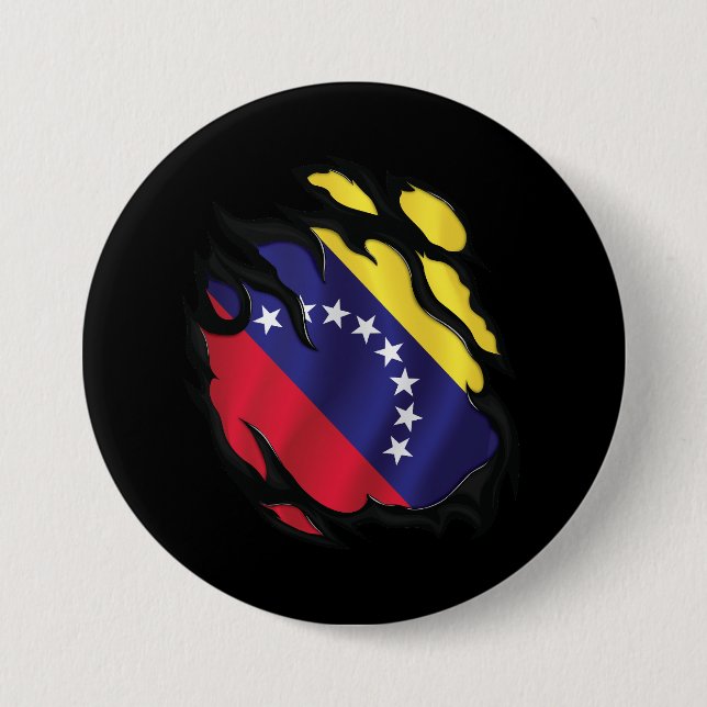 Venezuela Ripped Flag Button (Front)