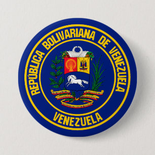 Venezuela Round Emblem Button