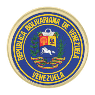 Venezuela Round Emblem Gold Finish Lapel Pin