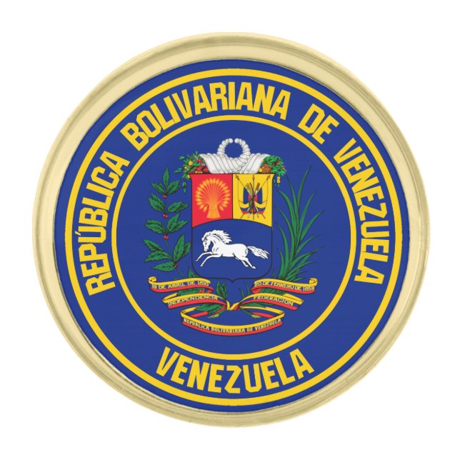 Venezuela Round Emblem Gold Finish Lapel Pin (Front)