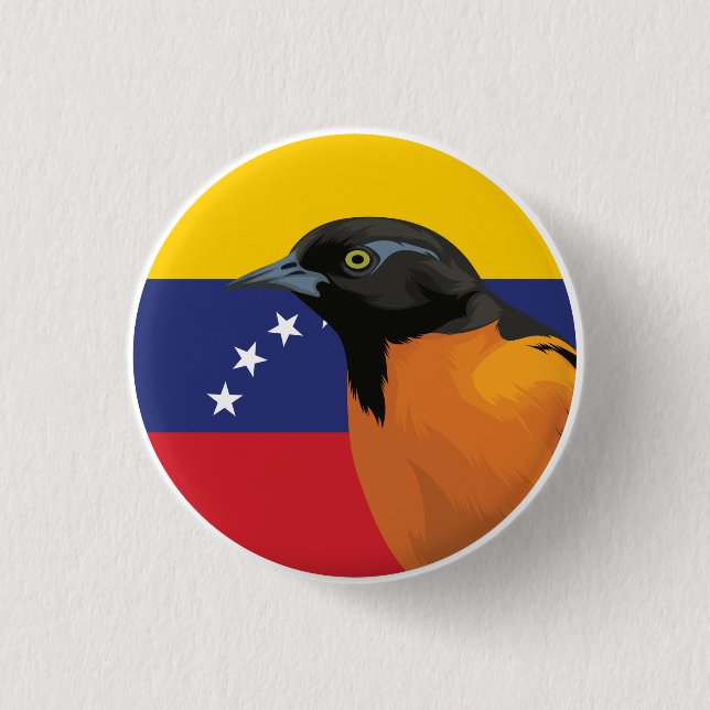 Venezuela Troupial Venezuelan National Animal Flag Button (Front)