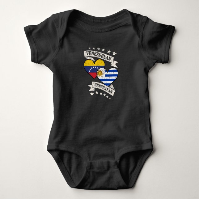 Venezuela Uruguayan Heart Flags Venezuela Uruguay Baby Bodysuit (Front)