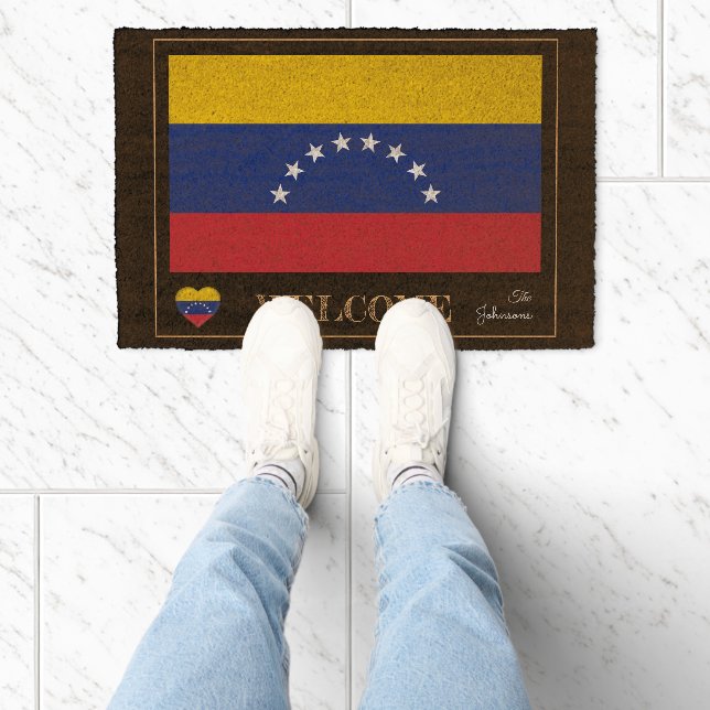 Venezuela & Venezuela Flag house /sports Welcome Fiber Doormat (Insitu)