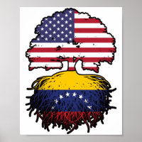 Venezuela Venezuelan American USA Tree Roots Flag